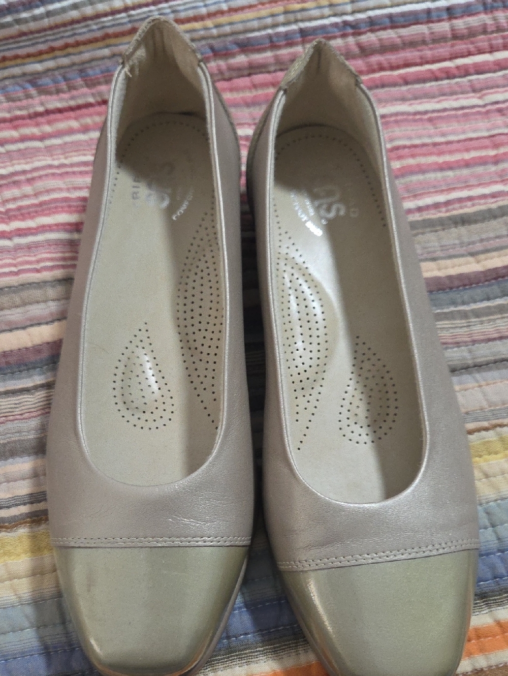 SAS Women's Metallic Taupe Slip-On Ballet Flats